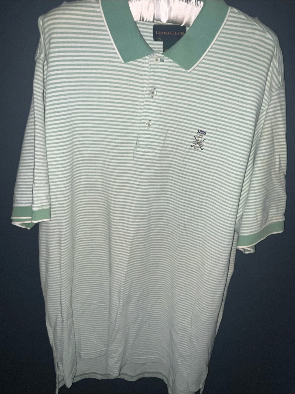 Izod Men’s Mint Green Striped Polo Shirt